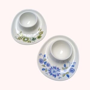 Figgjo Flint Egg Cups - Turi Design Market pattern Mismatching Pair Of egg cups